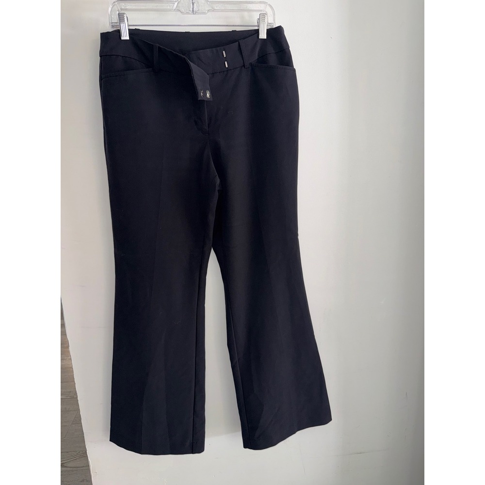 George Women Black Flare Leg Dress Pants Mid Rise Trousers Size 10